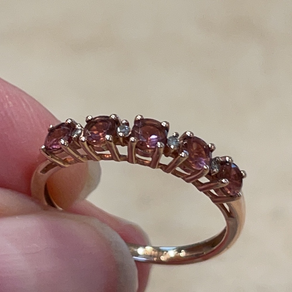RUBELITE TOURMALINE 10k ROSE GOLD STACK RING EUC 7 - Picture 3 of 10
